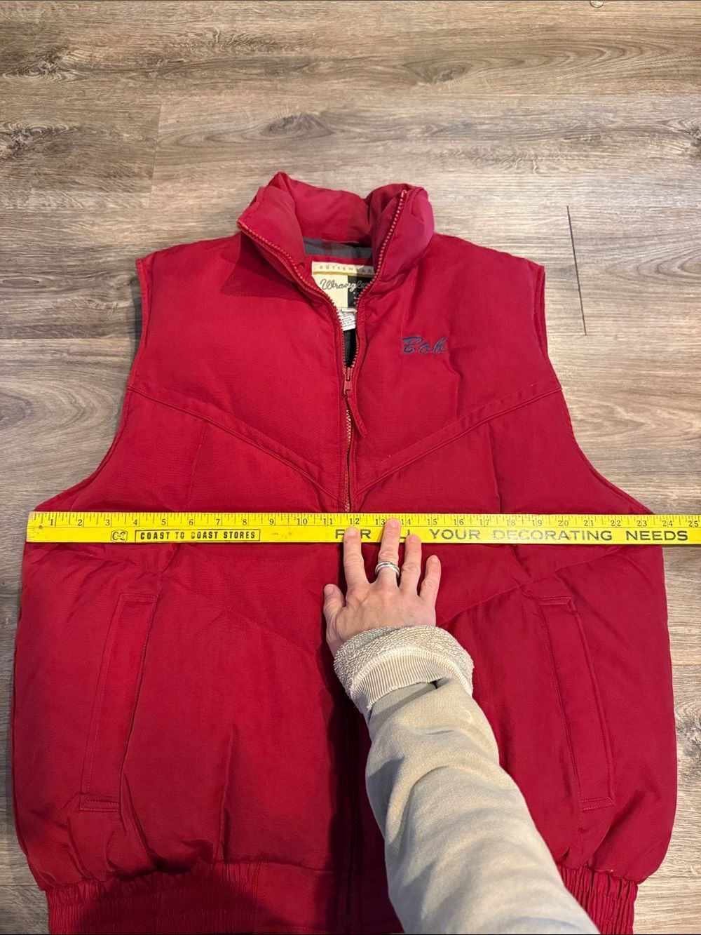 Wrangler Outerwear Men's Puffer‎ Vest Red Flannel Down Cowboy Full Zip Size L - Picture 4 of 7